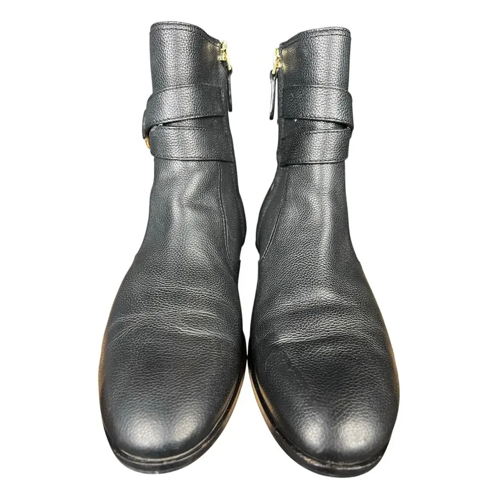 Tory Burch Women’s Gemini Link Black Leather Ankle Boot Size US 9